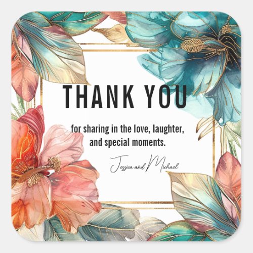Thank you Hibiscus Serenade Paradise Square Sticker