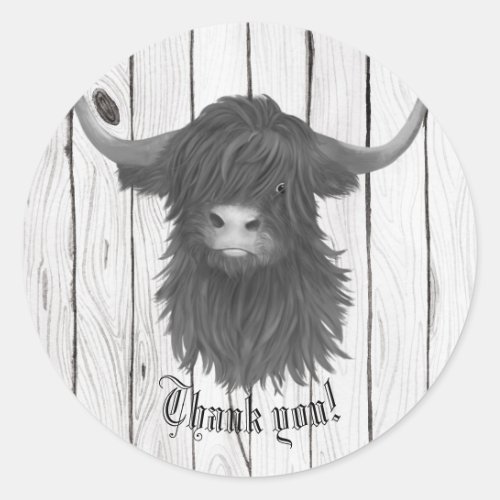 Thank You Highland Cow  Classic Round Sticker