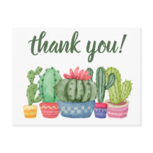 Thank you hipster cactus watercolor illustration
