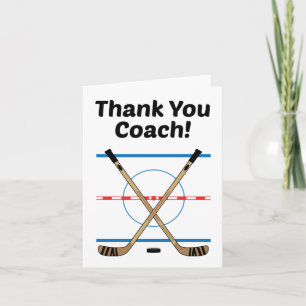 Thank You Hockey Coach Hockey Sticks at Center Ice Card