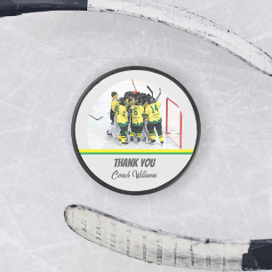 Thank You Hockey Coach Personalized Team Photo Hockey Puck