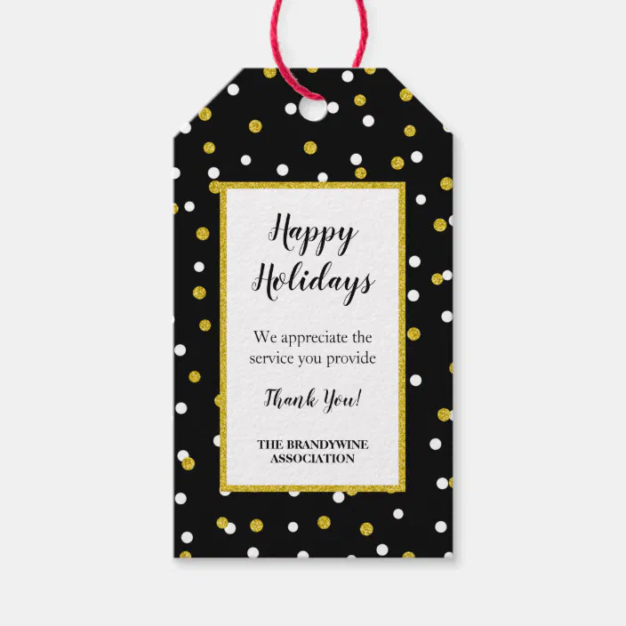 Thank You Holiday Gift Tag Black Gold Confetti Zazzle Com<script async src=