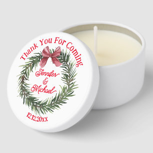  thank you holiday greenery wreath winter wedding mini candle favors