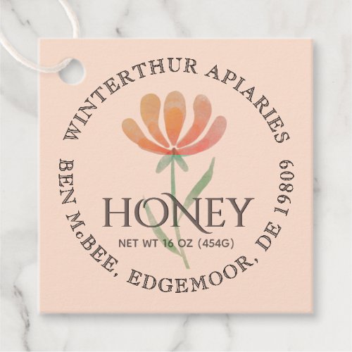 Thank You Honey Jar Flower and Bees on Peach Tags 