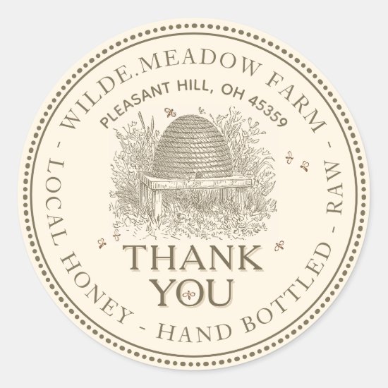 Thank You Honey Skep Beekeeper Classic Round Sticker