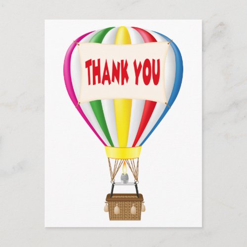 Thank You Hot Air Balloon Rainbow Postcard