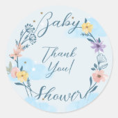 Thank You Hot Air Balloon Teddy Bear Blue Classic Round Sticker (Front)