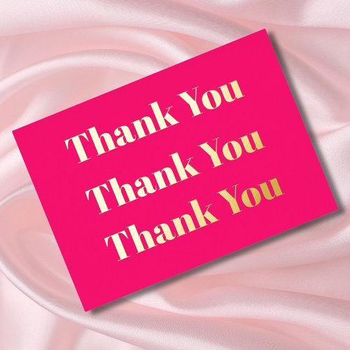 Thank You Hot Pink Gold Foil Invitation