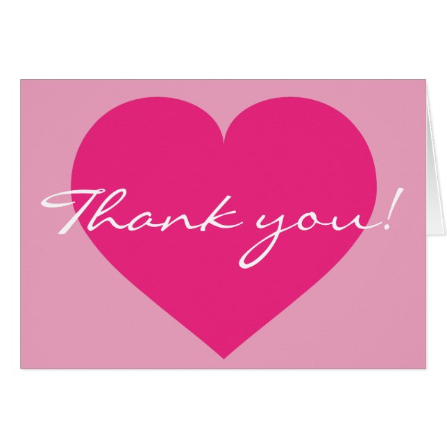 Thank You Hot Pink Heart Cards (Front Horizontal)