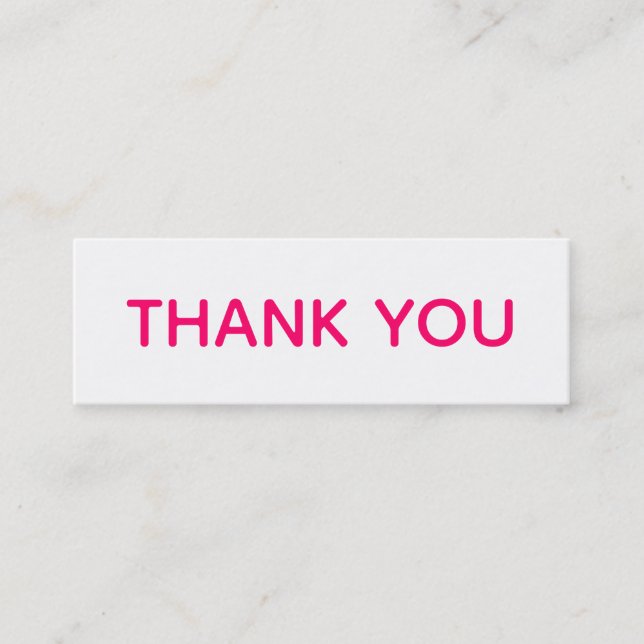 Thank You Hot Pink White Gratitude Typography Mini Business Card (Front)