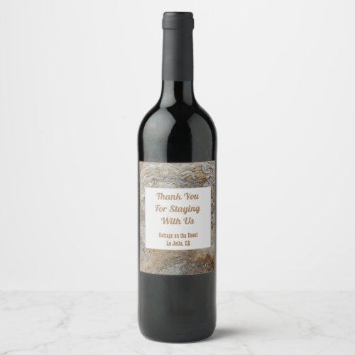 Thank You House Guest Beach Nature Photo Driftwood Wine Label