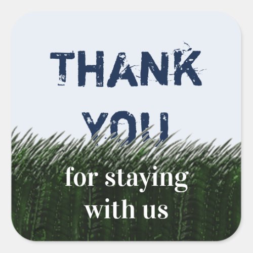 Thank You House Guest Green Grass Sky Artistic Square Sticker