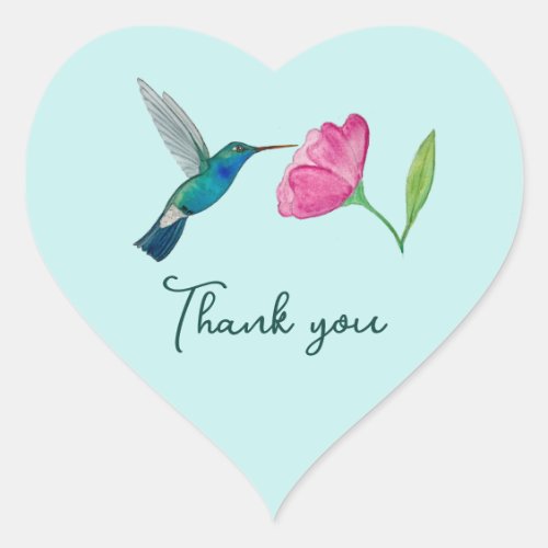 Thank You Hummingbird Heart Sticker
