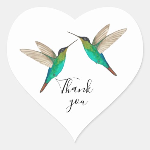 Thank You Hummingbird  Heart Sticker