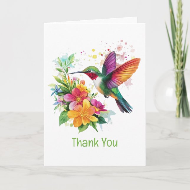 Thank You Hummingbird Tropical Flowers (Front)