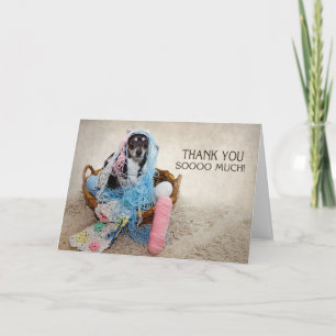 THANK YOU - HUMOR - DOG TANGLED IN YARN CARD
