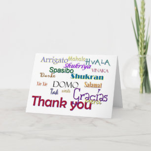 Thank you, Hvala, Gracias, Vielen Dank, Spasibo Letterpress Thank You Card