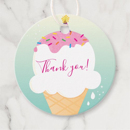 THANK YOU ice cream cone sprinkles colours mint Favor Tags