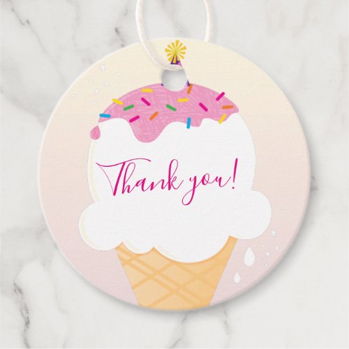 THANK YOU ice cream cone sprinkles pretty colours Favor Tags
