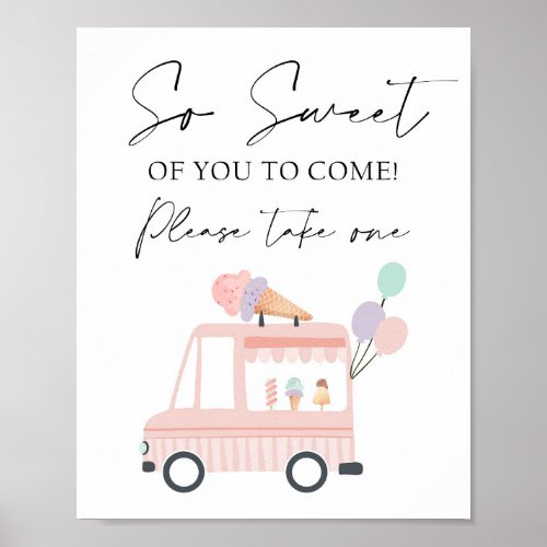 Thank You Ice Cream Truck Favor Table Birthday Poster