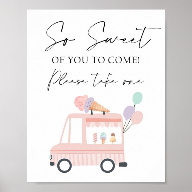 Thank You Ice Cream Truck Favor Table Birthday Poster (Front)