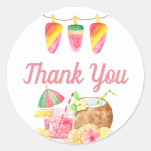 Thank You Ice Lolly Bunting Hawaiian Theme Party Classic Round Sticker