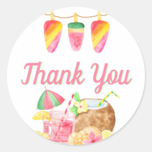 Thank You Ice Lolly Bunting Hawaiian Theme Party Classic Round Sticker