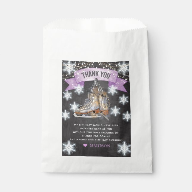 Thank you Ice Skating Girl Birthday  Favor Bag (Front)