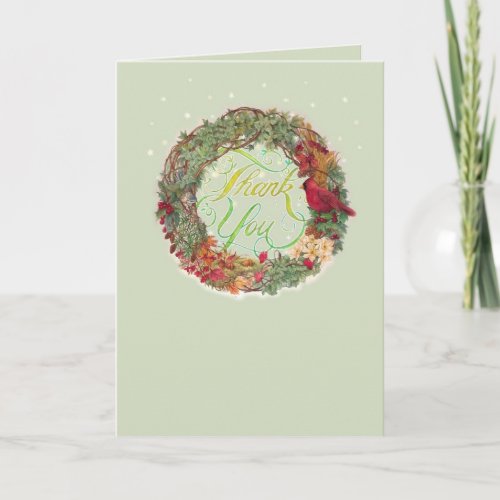 Thank You illustrated Christmas greeting Thank You Card