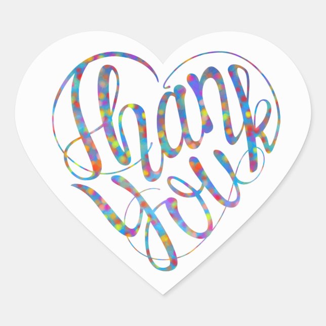 Thank you in 17 langs as heart shapes sticker (Front)