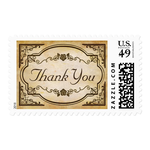 Thank You In Antique Old Paper - Vintage Wedding Postage