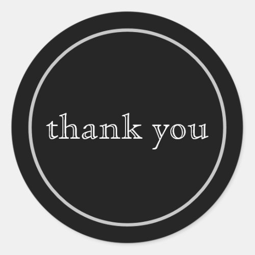 thank you in black and white classic round sticker
