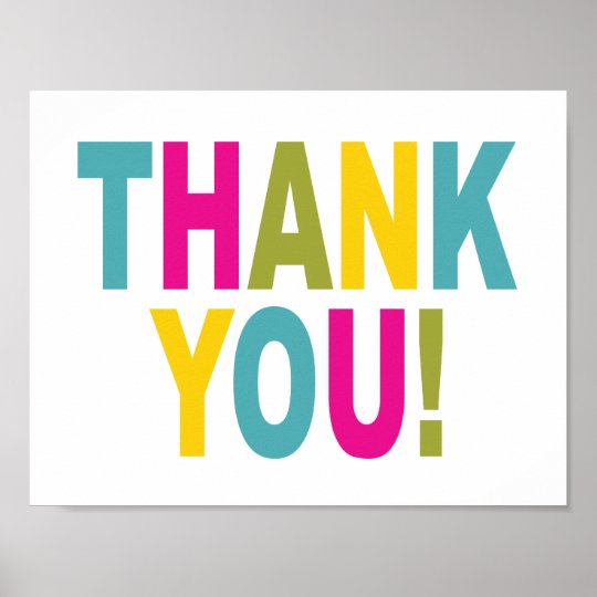 Thank You in bright colors Poster | Zazzle.com