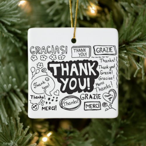 Thank You In Different Languages Ceramic Ornament