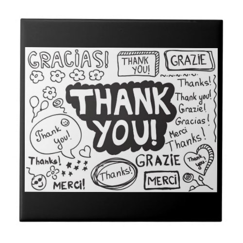 Thank You In Different Languages Ceramic Tile