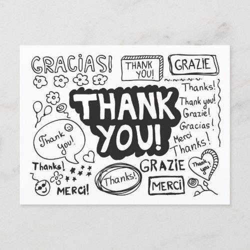 Thank You In Different Languages Postcard