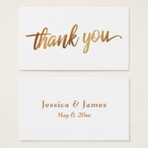 Thank You in Faux Smooth Gold Script Wedding Favor