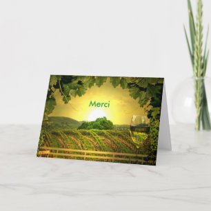 Thank you in French Merci, merci beaucoup, Wine Card