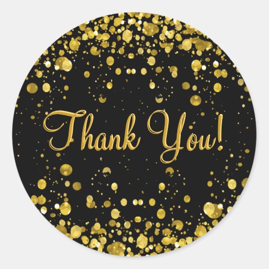 Thank You In Gold Confetti Classic Round Sticker