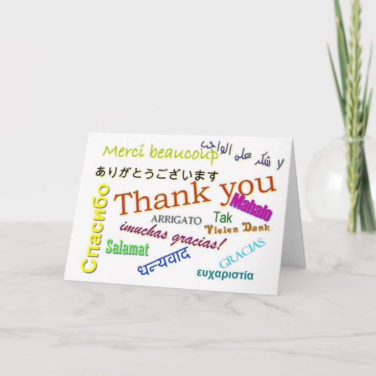 Thank you in Many Different Languages Card | Zazzle