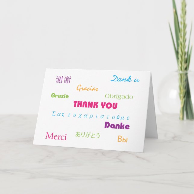 Thank You in Many Languages Card (Front)