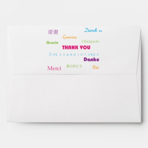 Thank You in Many Languages Colorful Envelope