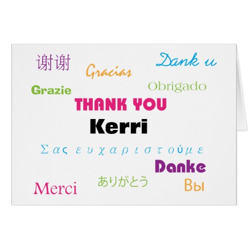 Thank You in Many Languages Colorful Personalize