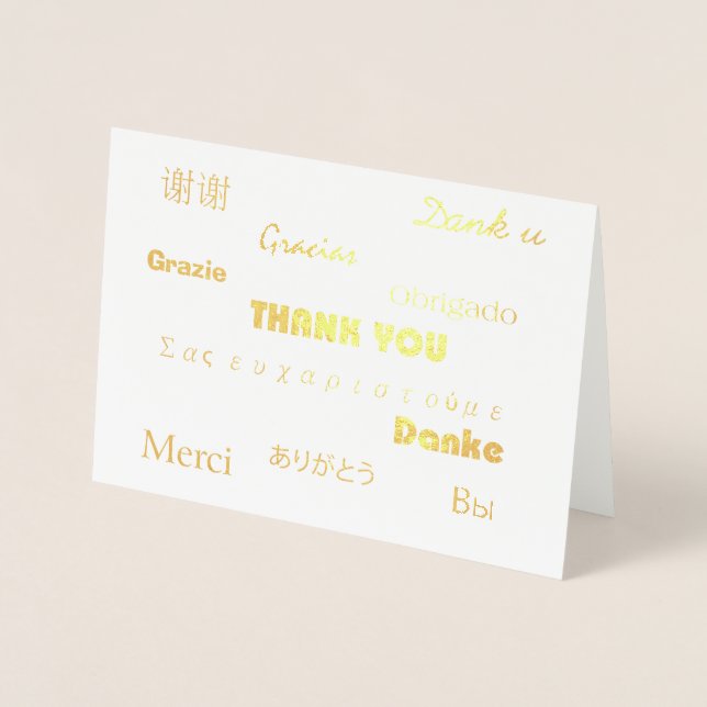 Thank You in Many Languages Personalize Foil Card (Front)