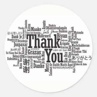 "THANK YOU IN MANY LANGUAGES" STICKER