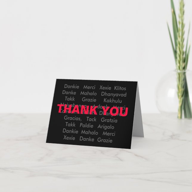 Thank you in multiple languages Card (Front)