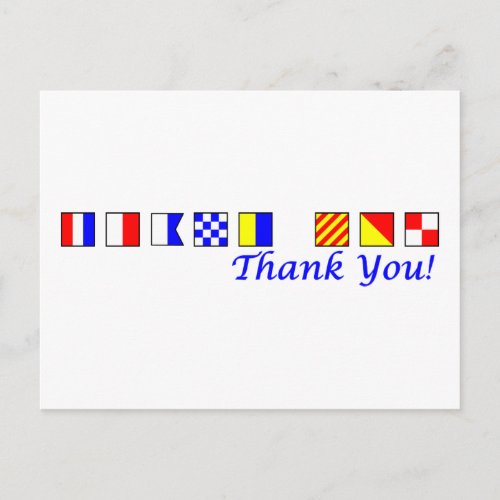 Thank You in nautical flag alphabet Postcard