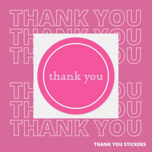 thank you in pink classic round sticker