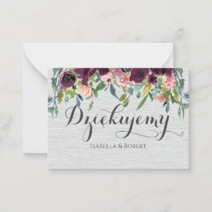 Thank you in Polish Dziękuję Many thanks Poland Note Card