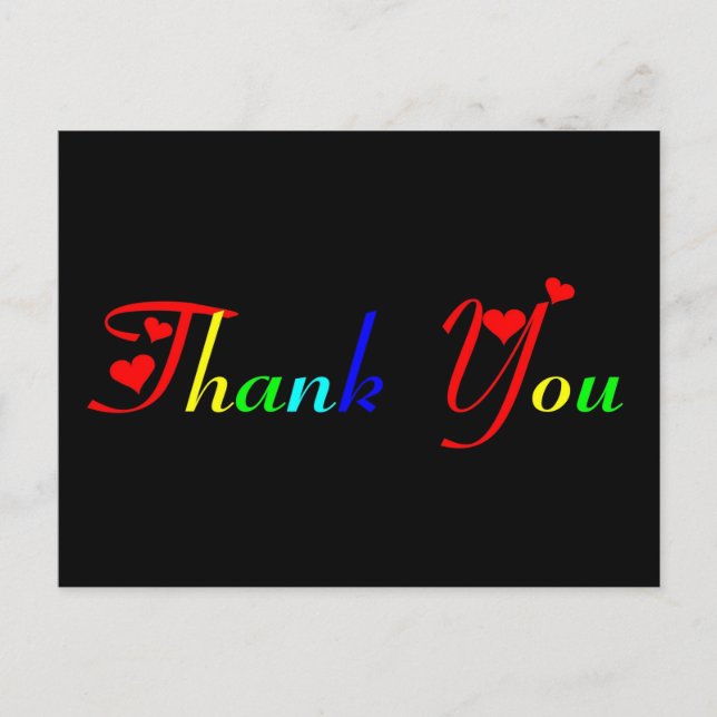 Thank You in Rainbow Colors Postcard (Front)